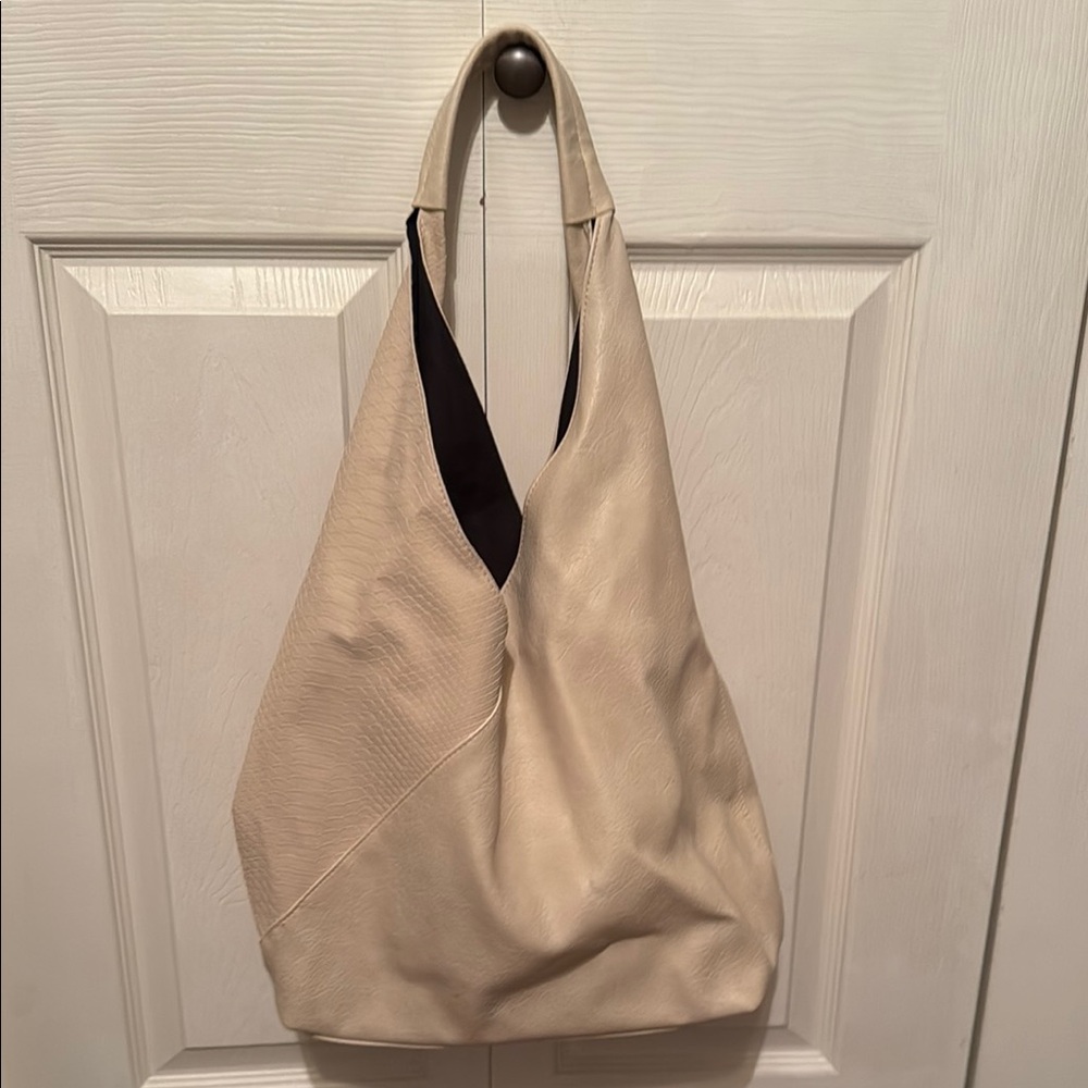 Elegant Cream Leather Tote Bag